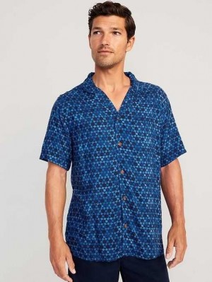 Chemises Old Navy Matching Print Camp Shirt Homme Bleu | 450-QCSIKW