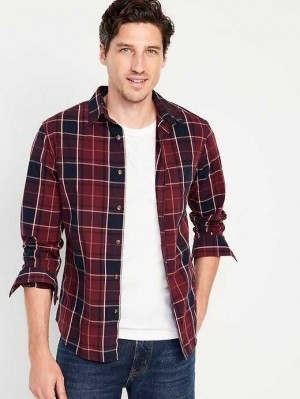 Chemises Old Navy Regular-Fit Built-In Flex Everyday Shirt Homme Rouge Foncé | 812-PSLKOW