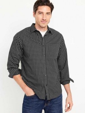 Chemises Old Navy Regular-Fit Built-In Flex Shirt Homme Noir Noir | 703-TFAKOU