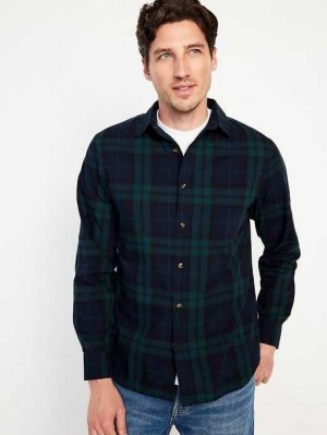 Chemises Old Navy Regular-Fit Built-In Flex Everyday Shirt Homme Vert Bleu | 397-SZPKGY