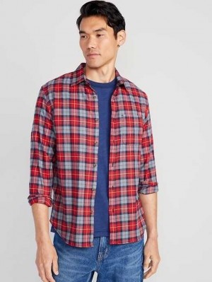 Chemises Old Navy Regular-Fit Built-In Flex Everyday Plaid Shirt Homme Rouge | 278-XYDEBO