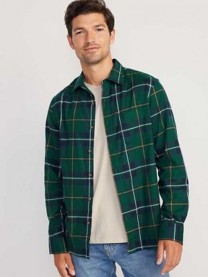 Chemises Old Navy Regular-Fit Built-In Flex Everyday Plaid Shirt Homme Vert | 978-WEHIGJ
