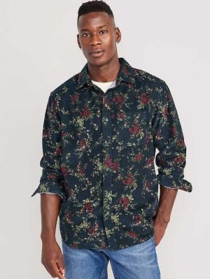 Chemises Old Navy Regular-Fit Everyday Corduroy Shirt Homme Vert Foncé | 746-OKIXJD