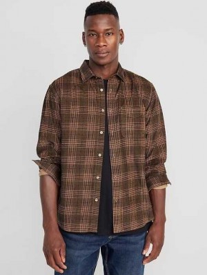 Chemises Old Navy Regular-Fit Everyday Corduroy Shirt Homme Marron | 409-DVBWAK