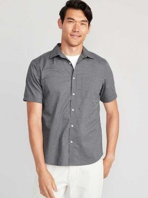 Chemises Old Navy Regular Fit Built-In Flex Everyday Poplin Shirt Homme Grise | 785-PHIYMQ