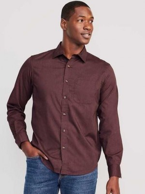 Chemises Old Navy Regular Fit Built-In Flex Everyday Poplin Shirt Homme Raisin Arizona | 407-OXRJTD