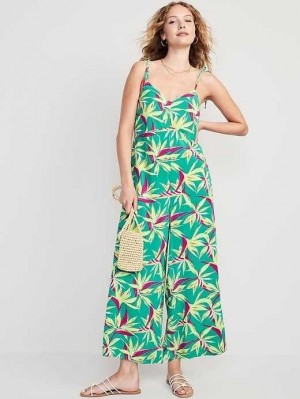 Combinaison Old Navy Loose Cropped Tie-Shoulder V-Neck Cami Jumpsuit Femme Tropic Days | 479-AFKUPH
