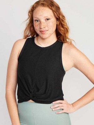 Haut Running Old Navy Cloud 94 Soft Twist-Front Cropped Top Femme Noir | 764-MSJKHQ