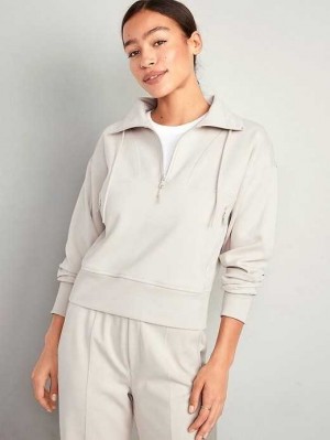 Haut Running Old Navy Dynamic Fleece 1/2-Zip Sweatshirt Femme Beige | 768-XLGYUO