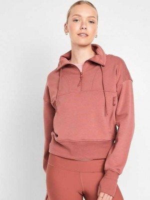 Haut Running Old Navy Dynamic Fleece 1/2-Zip Sweatshirt Femme Rouge | 108-BHPVIN