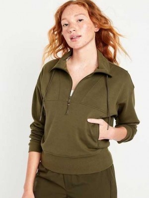 Haut Running Old Navy Dynamic Fleece 1/2-Zip Sweatshirt Femme Conifer | 856-RDSEPT