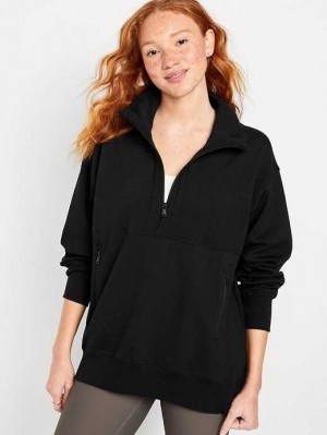 Haut Running Old Navy Dynamic Fleece Oversized 1/2-Zip Tunic Femme Noir | 086-MRVNKE