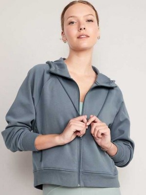 Haut Running Old Navy Dynamic Fleece Zip Hoodie Femme Ocean Shale | 053-MDXRVJ
