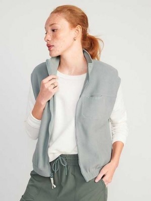 Haut Running Old Navy Fleece Full-Zip Vest Femme Argent Vert Olive | 762-WDABXE