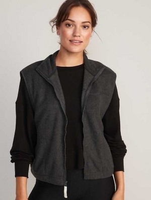 Haut Running Old Navy Fleece Full-Zip Vest Femme Grise Foncé | 591-ATCXKY