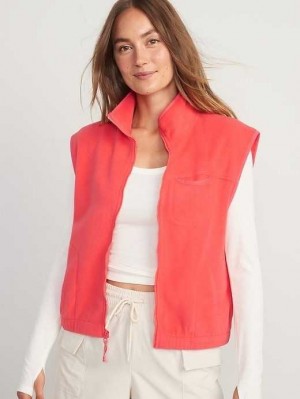 Haut Running Old Navy Fleece Full-Zip Vest Femme Rouge | 835-QNTJMC