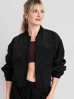 Haut Running Old Navy Legere Cropped Nylon Jacket Femme Noir | 516-BOSRMA