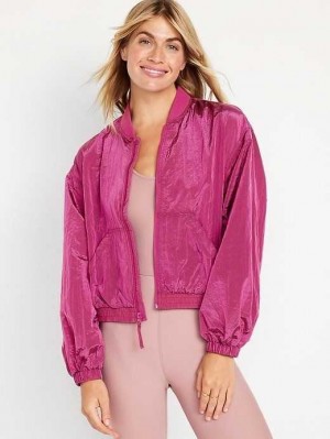 Haut Running Old Navy Legere Cropped Nylon Jacket Femme Flamingo | 386-NRJAYD