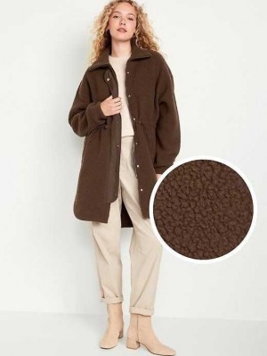 Haut Running Old Navy Long Sherpa Parka Femme Topsoil | 598-VMLADJ