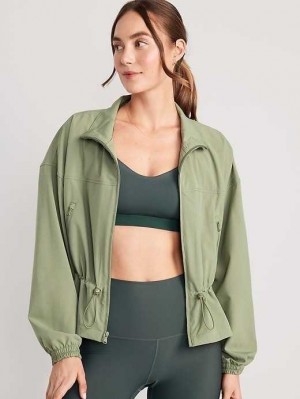 Haut Running Old Navy Loose StretchTech Cinched-Taille Jacket Femme Vert Olive | 674-WMNGPJ