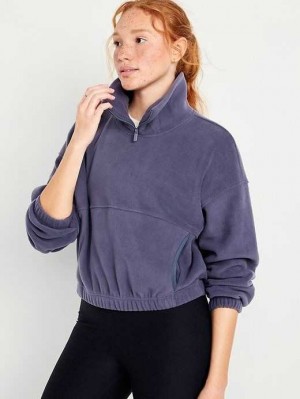 Haut Running Old Navy Micro Fleece Cropped Pullover Femme Volcanic Glass | 240-FODIVY