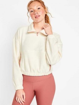 Haut Running Old Navy Micro Fleece Cropped Pullover Femme Creme De La Creme | 025-TLBAIY