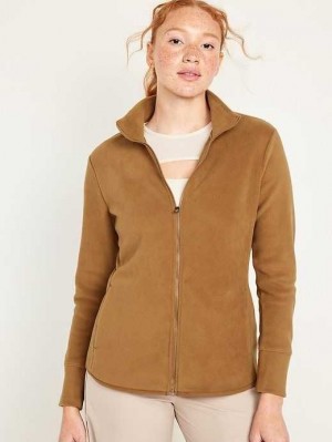 Haut Running Old Navy Microfleece Zip Jacket Femme Sycamore Bark | 637-UHIJRG
