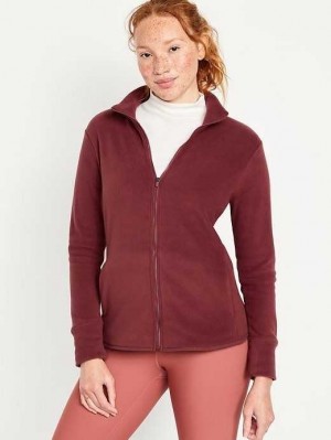 Haut Running Old Navy Microfleece Zip Jacket Femme Rouge Foncé | 108-NJHPRA