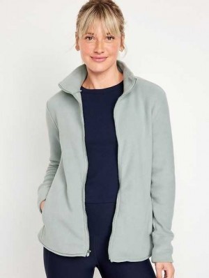 Haut Running Old Navy Microfleece Zip Jacket Femme Argent Vert Olive | 861-JIXGRY