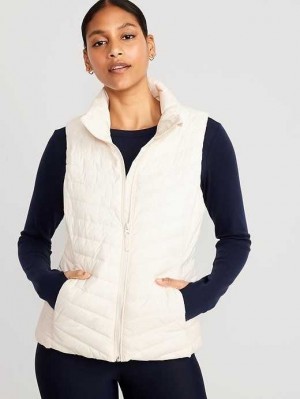 Haut Running Old Navy Narrow-Channel Matelassé Puffer Vest Femme Creme De La Creme | 403-SVDOJB