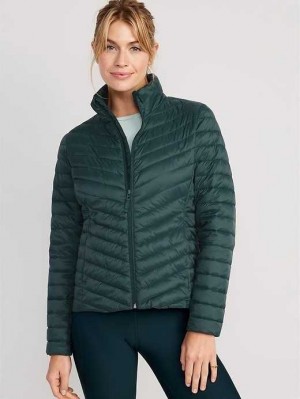 Haut Running Old Navy Narrow-Channel Matelassé Puffer Jacket Femme Vert Foncé | 178-PCZARM