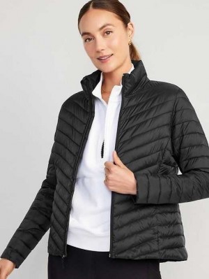 Haut Running Old Navy Narrow-Channel Matelassé Puffer Jacket Femme Noir | 139-ONAMTZ
