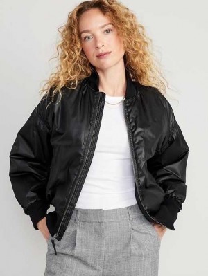 Haut Running Old Navy Oversized D'eau-Resistant Bomber Jacket Femme Noir | 105-YCOGBN