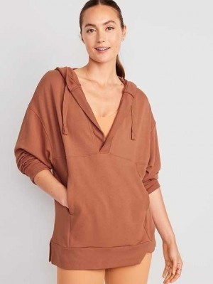 Haut Running Old Navy Oversized Live-In French-Terry Tunic Hoodie Femme Tumeric Root | 734-XGZWJV