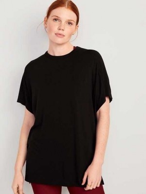 Haut Running Old Navy Oversized UltraLite Rib-Panel Tunic T-Shirt Femme Noir | 691-MLYEVA