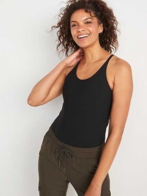Haut Running Old Navy PowerLite LYCRA ADAPTIV Racerback Tank Top Femme Blackjack | 761-TXIDEC