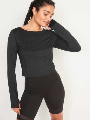 Haut Running Old Navy PowerSoft Cropped Top Femme Noir | 637-GISDET