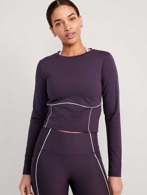 Haut Running Old Navy PowerSoft Cropped Top Femme Nebula | 504-NSOAWR