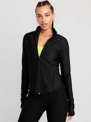 Haut Running Old Navy PowerSoft Full-Zip Jacket Femme Noir | 468-TGAVHW
