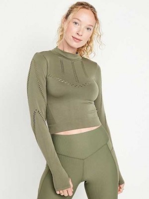 Haut Running Old Navy Seamless Cropped Performance Top Femme Grise | 724-KDJYAV