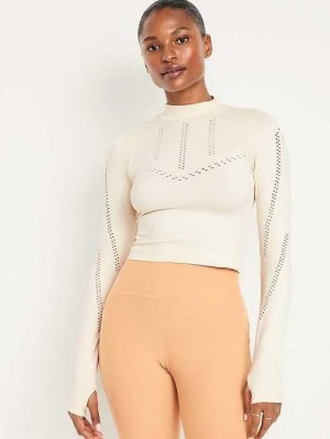 Haut Running Old Navy Seamless Cropped Performance Top Femme Cozy Cashmere | 516-FNBUSE