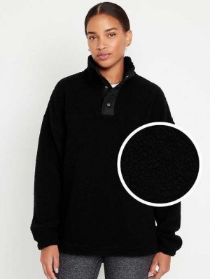 Haut Running Old Navy Step-Hem Sherpa Pullover Femme Noir | 810-HZPSXC