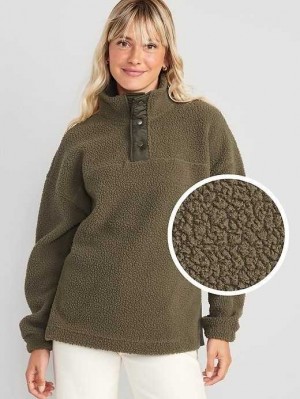 Haut Running Old Navy Step-Hem Sherpa Pullover Femme Vert | 491-BSNLZR