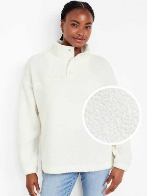 Haut Running Old Navy Step-Hem Sherpa Pullover Femme Creme De La Creme | 079-NOKCMT