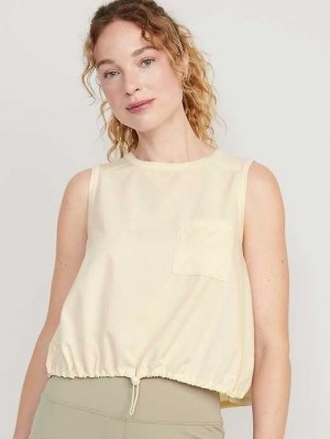 Haut Running Old Navy StretchTech Cinched-Hem Cropped Top Femme Cozy Cashmere | 634-DNJYSG