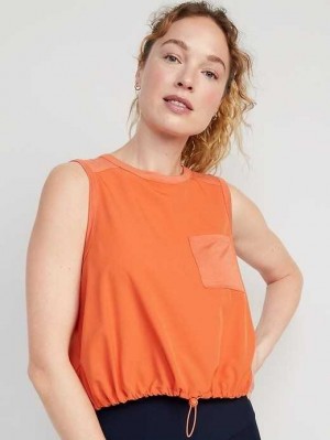 Haut Running Old Navy StretchTech Cinched-Hem Cropped Top Femme Starfish | 357-LYPKGJ