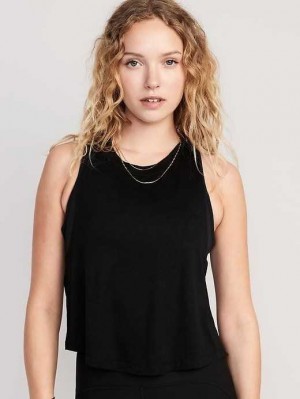 Haut Running Old Navy UltraLite All-Day Sans Manches Cropped Top Femme Blackjack | 570-XSFDRZ