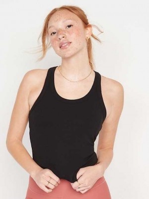 Haut Running Old Navy UltraLite Cropped Rib-Knit Racerback Tank Top Femme Blackjack | 746-FBRULK
