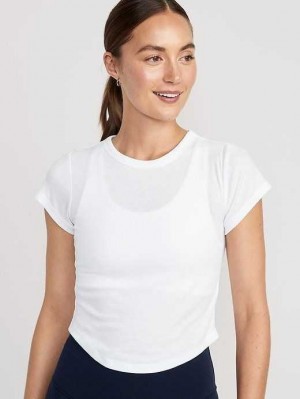 Haut Running Old Navy UltraLite Cropped Rib-Knit T-Shirt Femme Blanche | 610-DNTJKQ