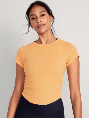 Haut Running Old Navy UltraLite Cropped Rib-Knit T-Shirt Femme Mangue | 285-DPKANG